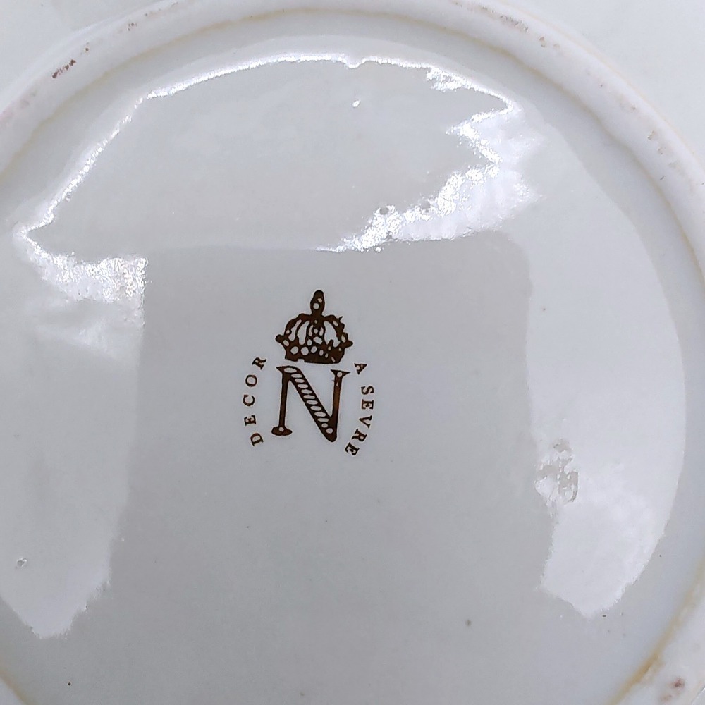 Décor à Sèvres Rare Pink Porcelain Butter Dish Gold Beaded Gilt Crowned N Mark - Picture 8 of 8